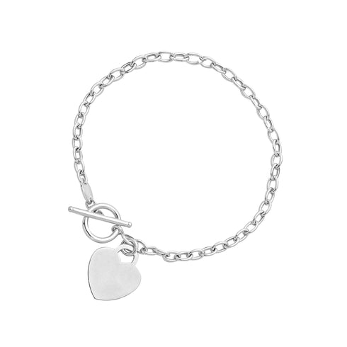 Toggle Bracelet with Heart Charm in 14k